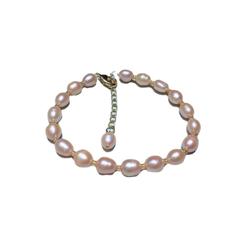 Natural fresh water pearl bracelet pink 7-8mm