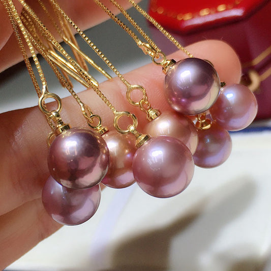 Natural fresh water pearl earrings are 8 - 9mm long section