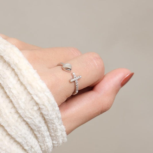 LAST DAY 50% OFF-To My Daughter Pray Through It Cross & Heart Ring