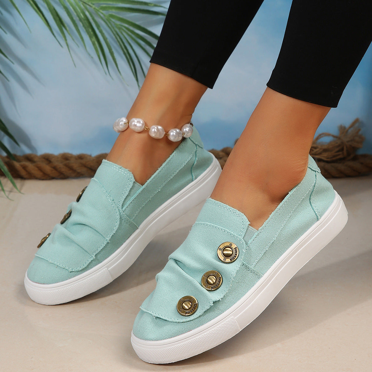 Women Casual Button Comfy Sneakers