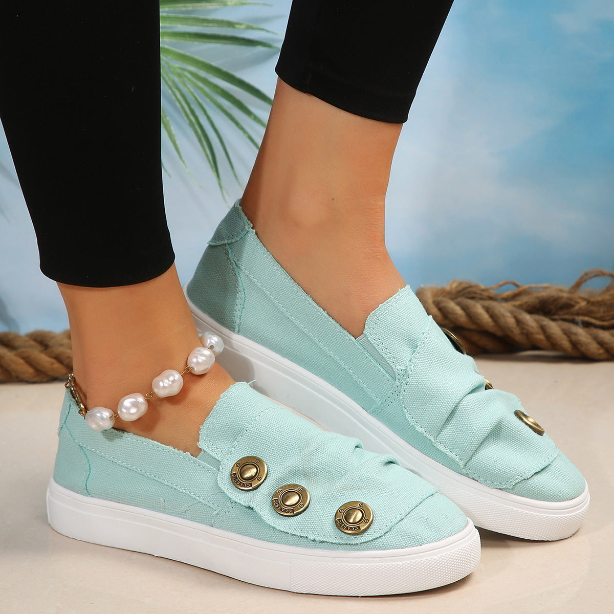 Women Casual Button Comfy Sneakers