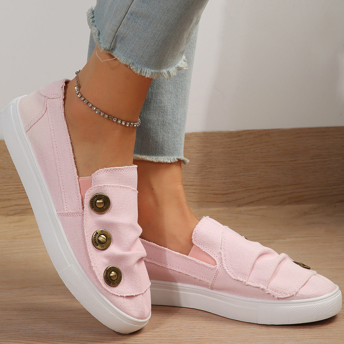 Women Casual Button Comfy Sneakers