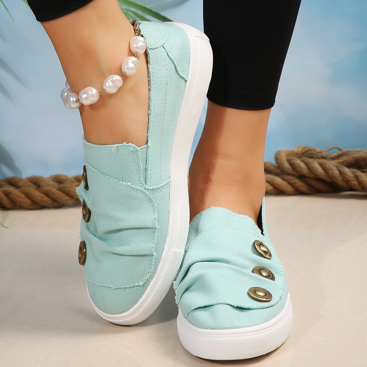 Women Casual Button Comfy Sneakers