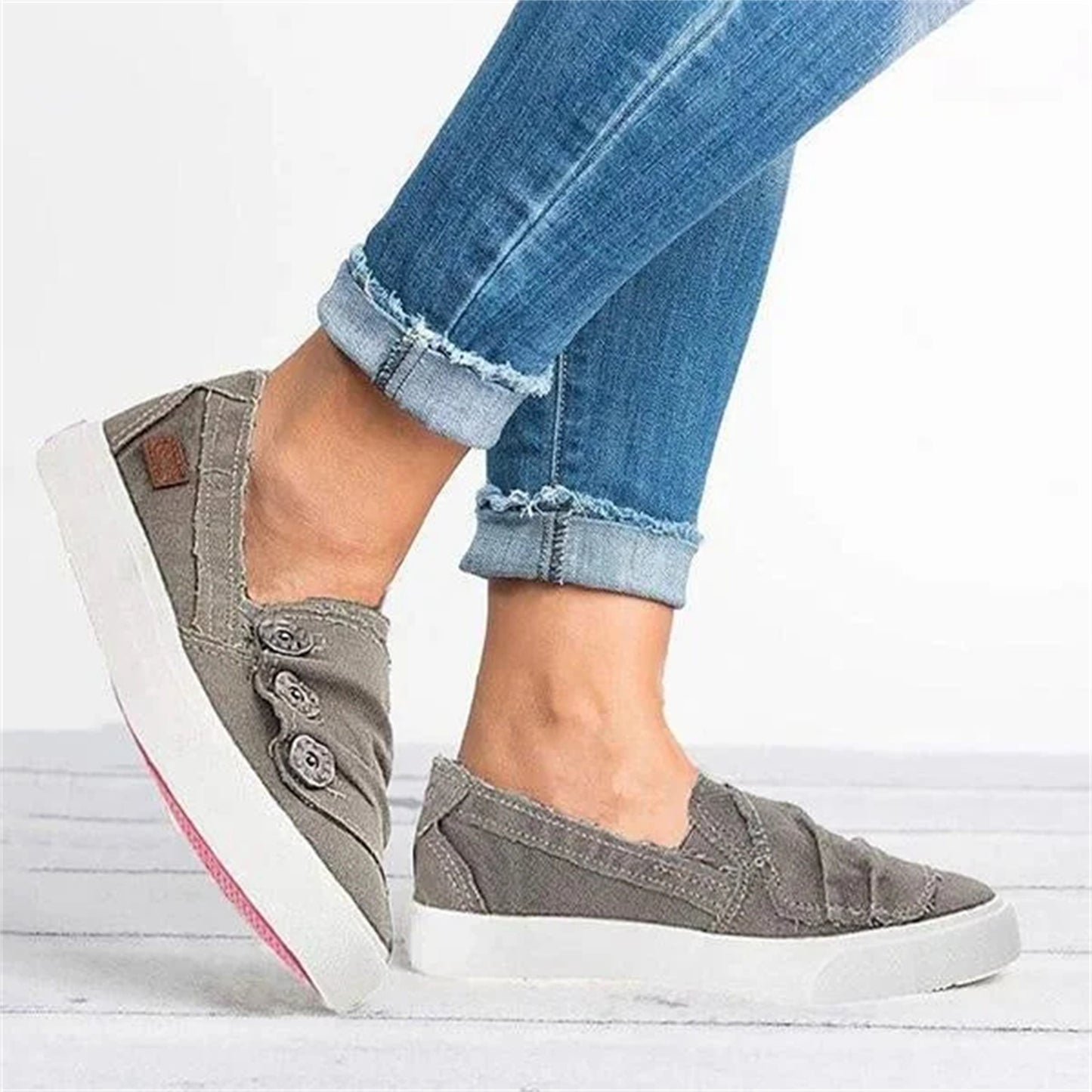 Women Casual Button Comfy Sneakers