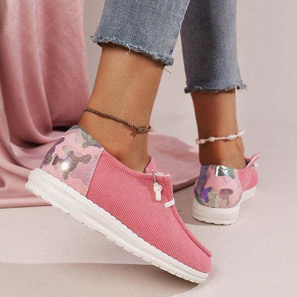 Women Lace Up Design  Casual Corduroy Sneakers