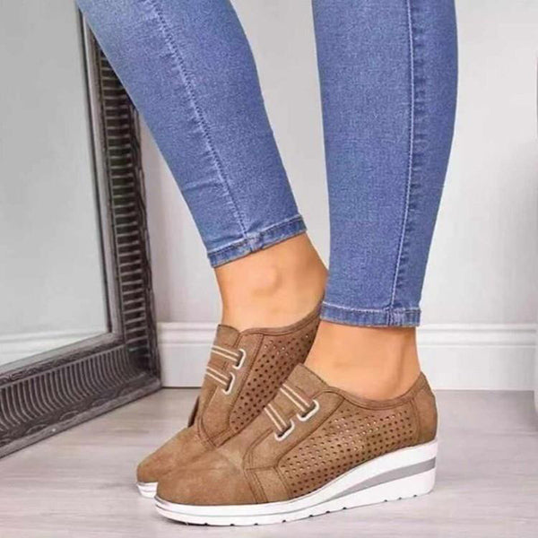 Womens Casual Wedge Heel Slip On Comfy Sneakers