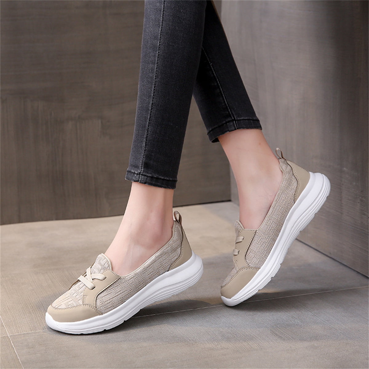 Women's Topnotch Sneakers Hidden Wedge Canvas Shoes Slip-On Comfort Flat