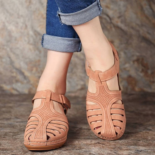 Woman Summer Leather Vintage Sandals Buckle Casual Sewing Women Retro Sandalias Female Ladies Platform Shoes Plus Size