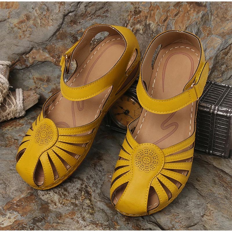 Women Sandals Retro Wedges Mixed Color Hook&Loop Slip On Sandals Female Outdoor Summer Casual Shoes Ladies Plus Size