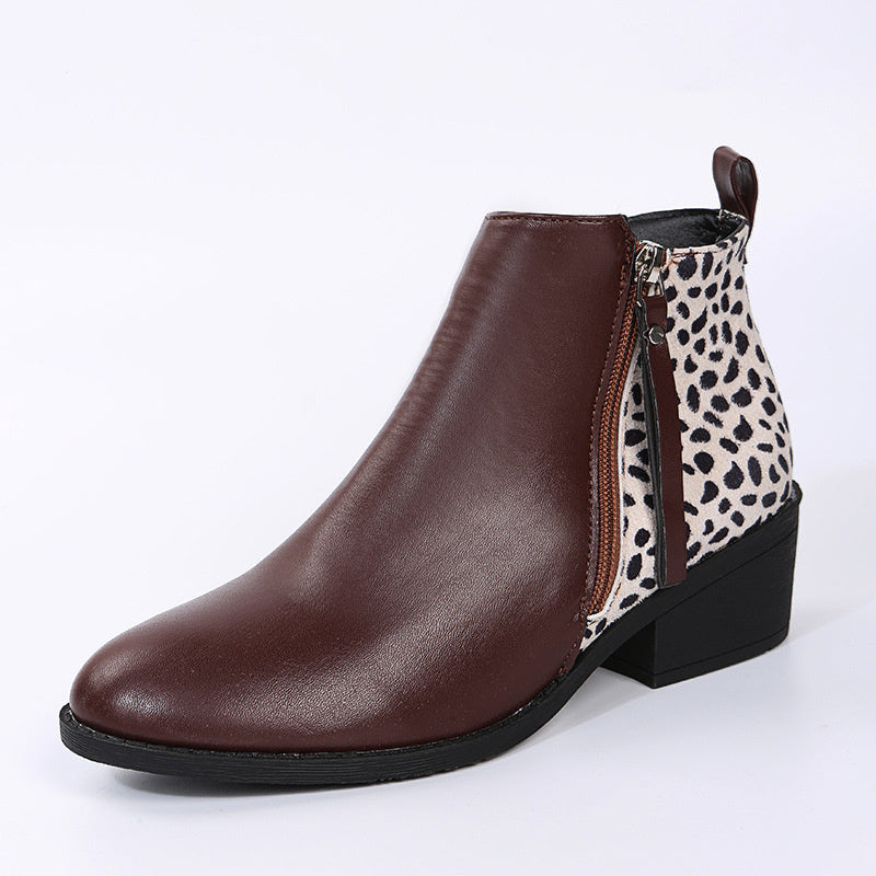 Women's Casual Solid Color Pointy Toe Mid Heel Boots