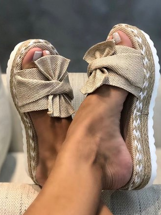 Women Casual Daily Comfy Bowknot Slip On Sandals