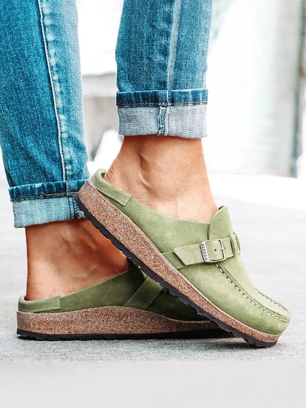 Women Casual Comfy Leather Slip On Sandals