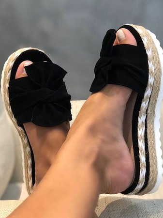 Women Casual Daily Comfy Bowknot Slip On Sandals