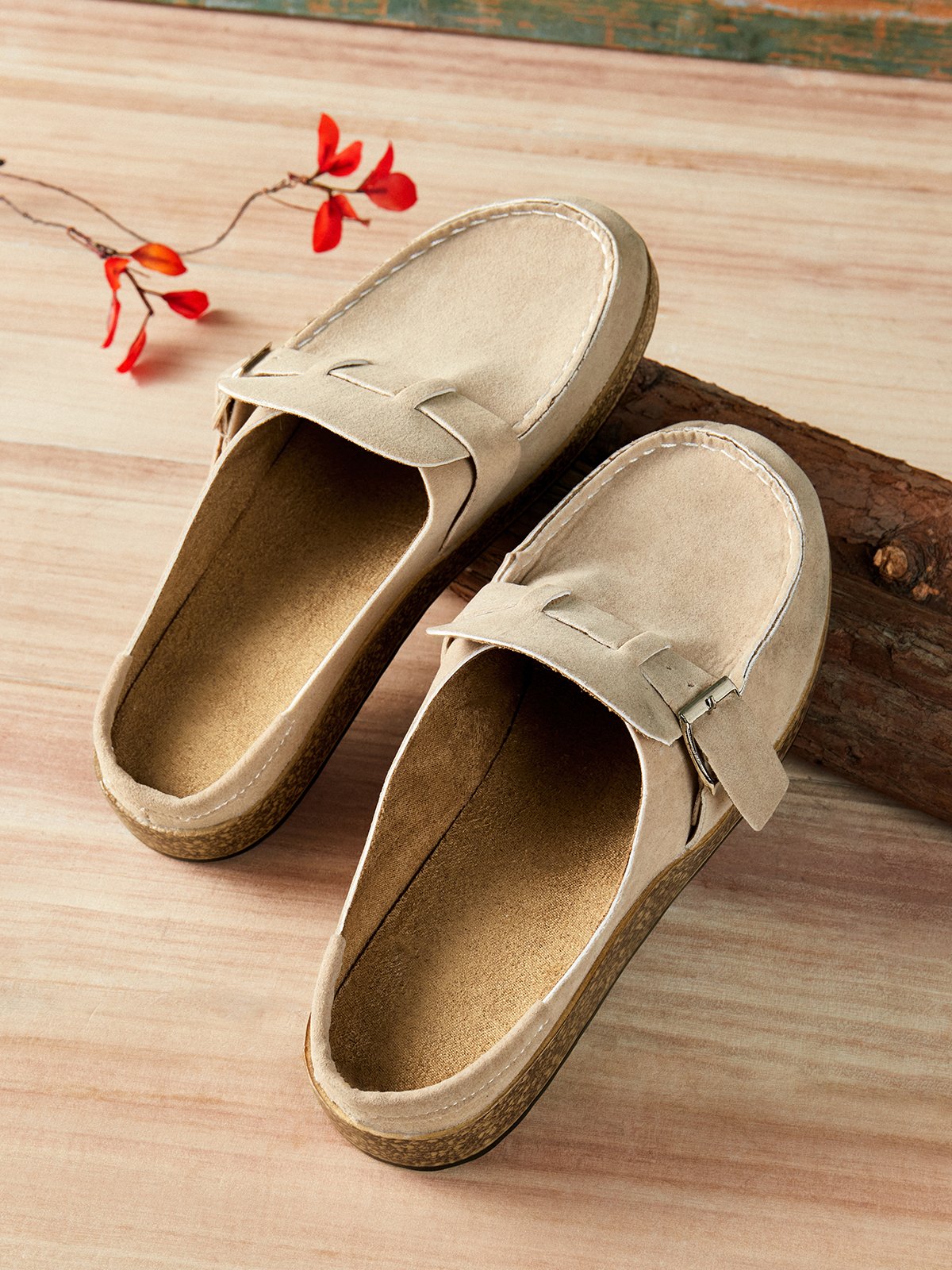 Women Casual Comfy Leather Slip On Sandals