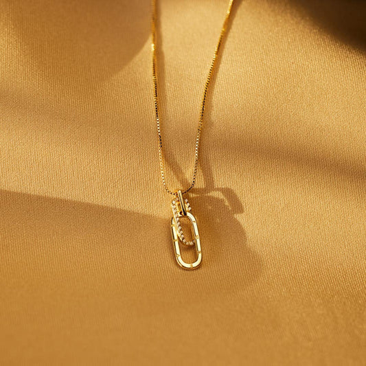 Mother & Daughter Linked Rectangle Interlocking Necklace